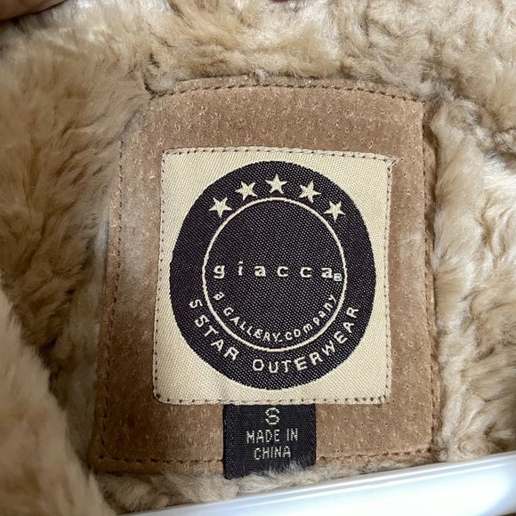 Tan Suede Jacket with sherpa lining and hood - Picture 3 of 4